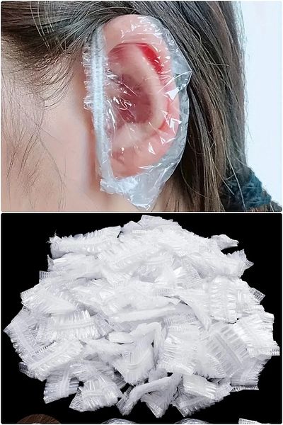 MUHEN 100 Pieces of Bonnet Ear Protector - Water Resistant |   Reliable Protection for Swimming, Hair Coloring and Showering