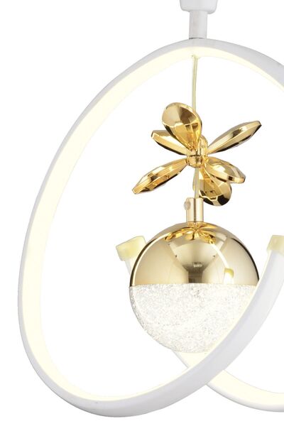 Apliqa Mengü Tekli Beyaz Gold 3 Renkli 30 Watt Ledli Modern Oturma Odası, Koridor, Salon Led Avize