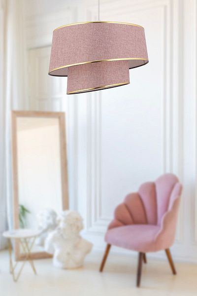 Apliqa Paoni 2-Tier Pink Gold Detailed Modern Hallway, Bedroom Living Room Chandelier