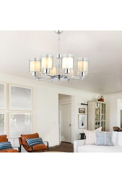 Apliqa Goldie 8 Li Krom Kaplama Modern Yatak Odası Salon Avize