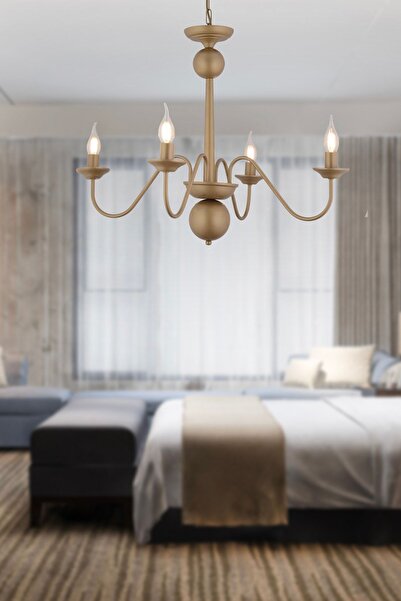 Apliqa Behir 4'lü Eskitme Boyalı Şapkalı Modern Oturma Odası, Yatak Odası Salon Avize