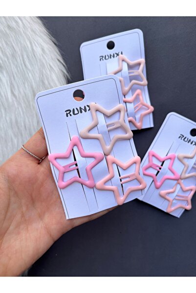 Toka Sepetim Pembe Yıldızlı Çıtçıt Toka 3 Adet Orta Boy