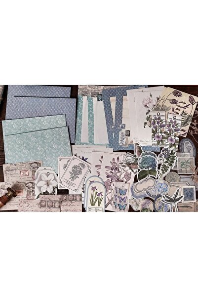 SF SCRAPBOOK KIRTASİYE Scrapbook 34 Parça Vintage Sticker Ve Dekoratif Kağıt ...