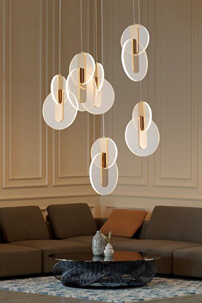 Apliqa Mirabella 6 Lı Yuvarlak 128 Watt 3 Renkli Ledli Modern Tasarım Oturma ...