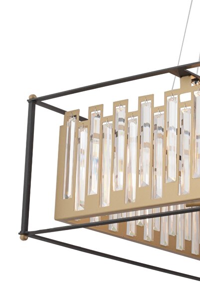 Apliqa Adran 8'li Siyah Eskitme Kristalli Taşlı Modern Tasarım Kristal Büyük Salon Avize