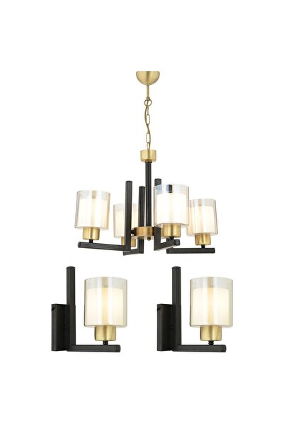 Apliqa Tisse 4 Lü Eskitme  Modern Tasarım Yatak Odası Salon Avize-Aplik Seti 3 Parça Avize-Aplik Seti Seti