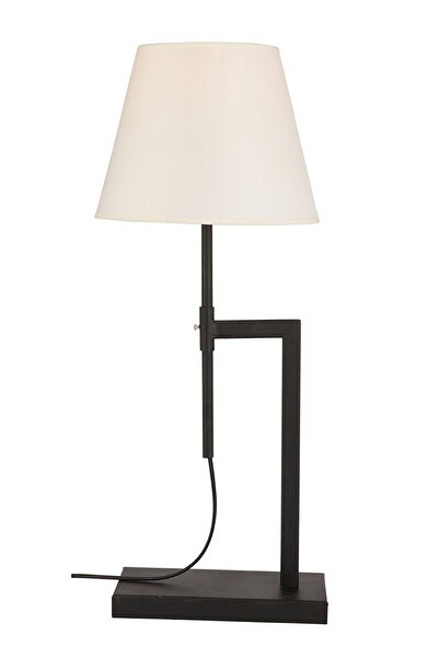 Apliqa Favla Beyaz Şapkalı Siyah Masa Lambası Modern Tasarım Ayarlanabilir Abajur