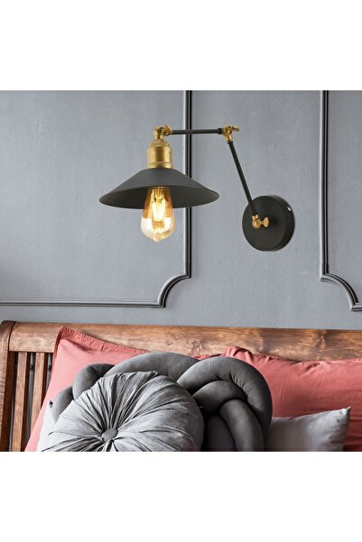 Apliqa Peyma Siyah Yatak Odası-Yatak başı,Cafe,Restoran için Duvar Lambası Modern Retro Aplik