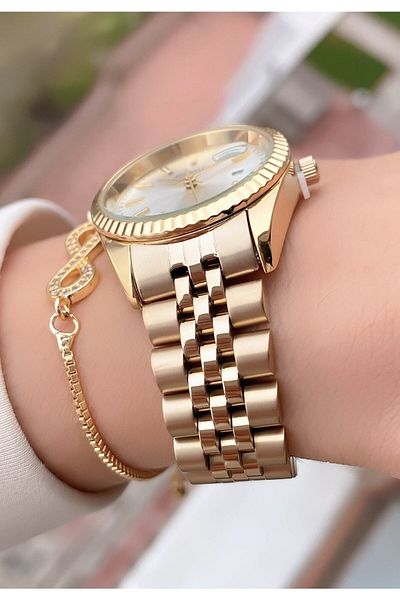Homies Gold Color Waterproof Women's Wristwatch - With Bracelet Gift