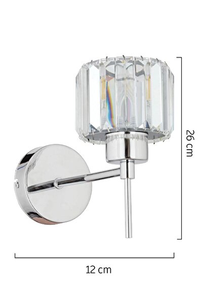 Apliqa Sadem Krom Kristal Taşlı Duvar Lambası Yatak Odası-Yatak Başı-Salon için Aplik