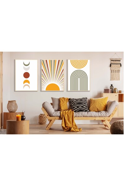 bestablo 3 piese de pictură din lemn cu rama solară, decor pentru casă Bestabo