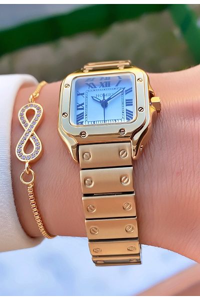 Homies Gold Colored Women's Wristwatch and Bracelet Gift