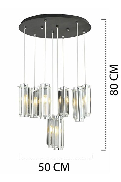 Apliqa Natali 8Li Sarkıt Krom Modern Genç Odası Mutfak Salon Sarkıt Avize