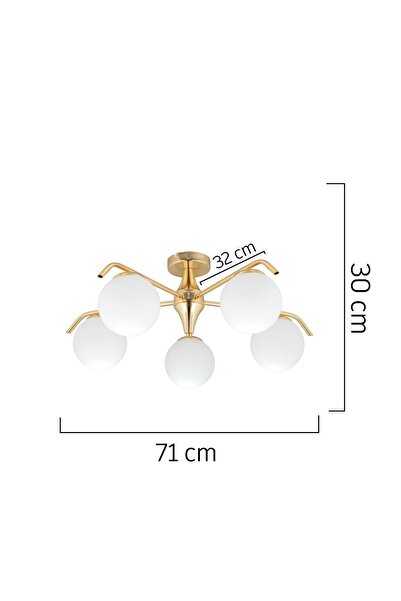 Apliqa Diaspor 5li Gold Modern Sarkıt Genç Odası Yatak Odası Retro Salon Avize