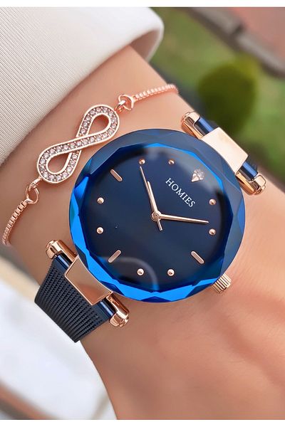 Homies Brand Navy Blue Color Waterproof Men's Wristwatch - With Bracelet Gift