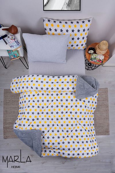 MARLA HOME Premium Star Patterned Welsoft Cotton Double Sided Fluffy Sleeping Set - Single
