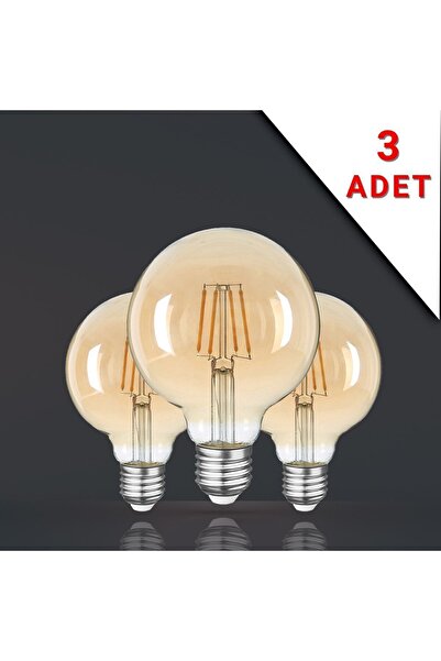Apliqa 3 Adet Led Filamanlı E27 Rustik Ampul 6 Watt 2500k Gün Işığı G95