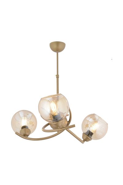 Apliqa Pireal 3-Piece Round Antique Honey Glass Modern Living Room Living Room Chandelier