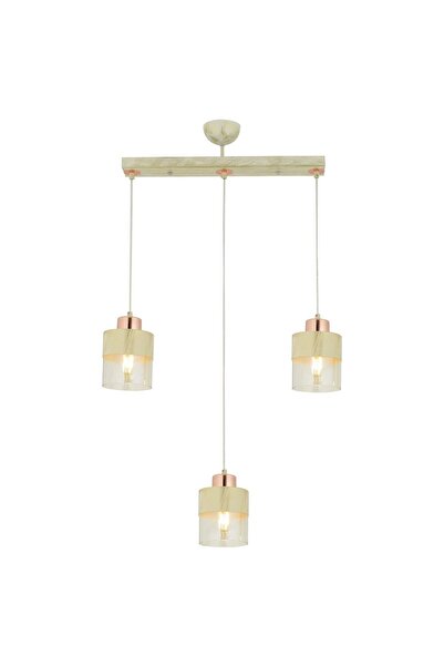 Apliqa Boris 3lü Sıralı Krem-bakır Sarkıt Modern Genç Odası Mutfak Salon Avize