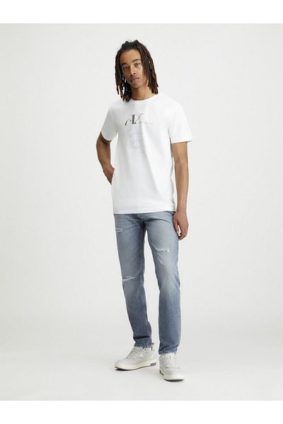 Calvin Klein Erkek Logolu Organik Pamuklu Bisiklet Yakalı Kısa Kollu Beyaz T-shirt J30j325352-yaf