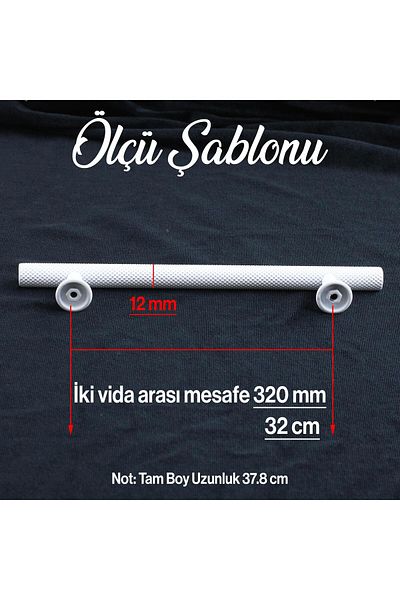 Badem10 Doruk (PREMIUM) Metal alb 320 mm - 32 cm Mobilier Bucătărie Sertar Dulap Mânere albe Mâner Mâner