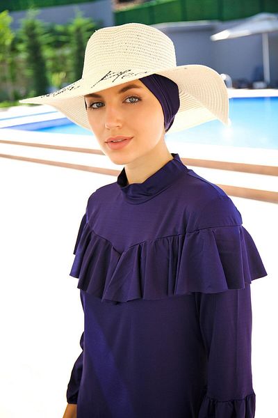 Marina Written Ecru Straw Flared Hat 142329