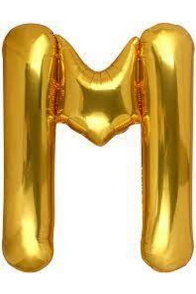 ikm balon 16'' 36 Cm Foil Balloon Gold Color M Letter