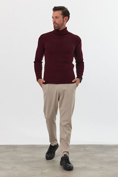 Livio Ferri Men's Turtleneck Slim Fit Ribbed Knitwear Sweater