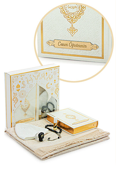 ihvan online Öğretmenler Gününe Özel Kuranı Kerim ve Seccade Seti Beyaz