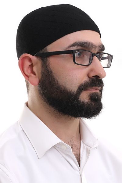 ihvanonline Black Winter Cross Patterned Woven Skullcap