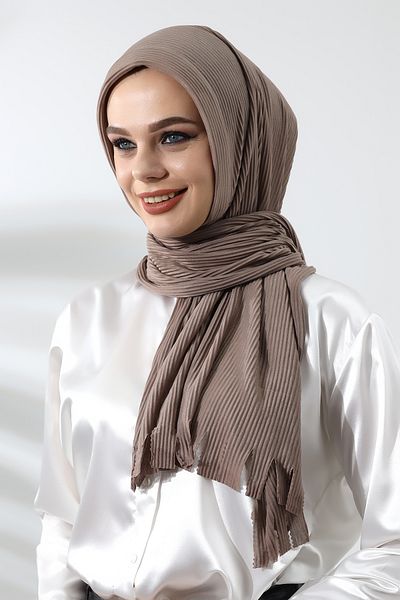 ihvanonline Βιζόν Hijab έτοιμο πρακτικό βαμβακερό σάλι με ραβδώσεις