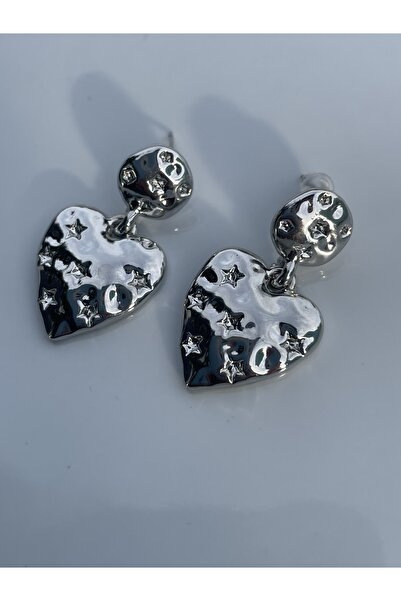 Lavian Accessories Gümüş Renk Double Puffy Heart Küpe