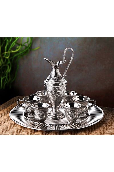 ihvanonline 8 Piece Silver Colored Kaf Zemzem Cup Serving Set