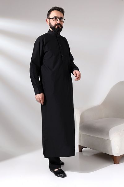 ihvanonline Men's Hajj Umrah and Outfit Fistan Set - Black Sycamore Dagron Fabric