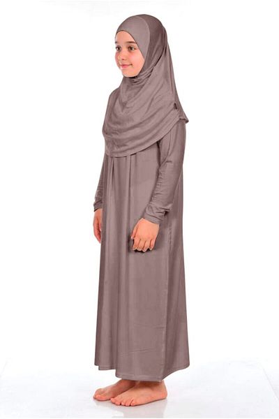 ihvanonline 8-12 Years Old Children's Prayer Dress - Practical Mink