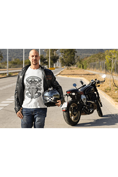 The Baski Harley Moto Club Printed - 100% Cotton Premium White T-Shirt