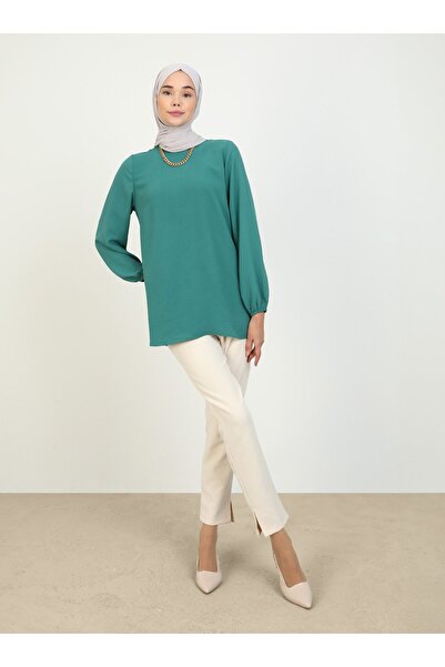 Refka Emerald Green Aerobin Blouse - Balloon Sleeve and Sleeve End Elastic - ...