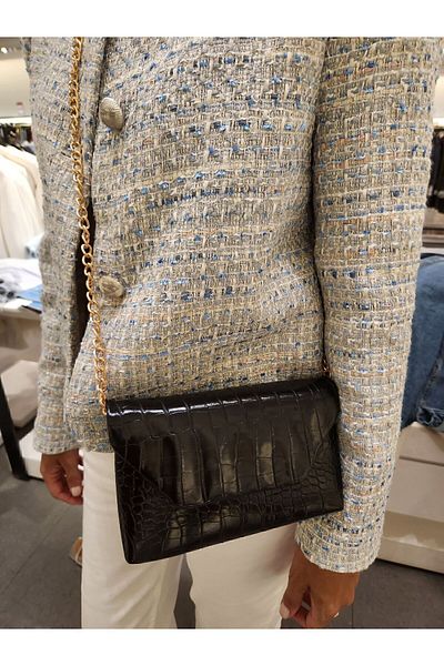 Mercan Mini geantă crossbody pentru femei - model crocodil și curea cu lanț