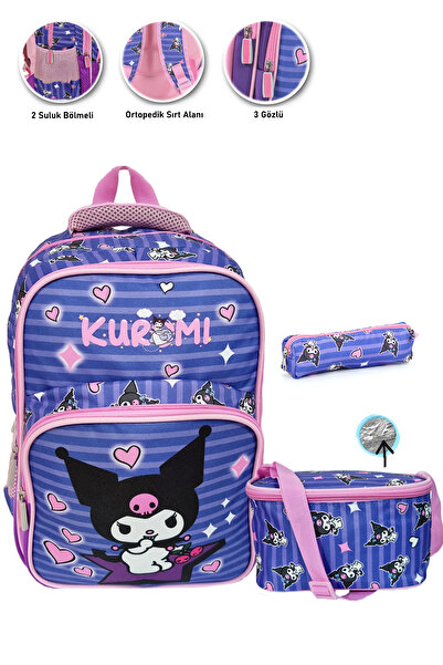 Mashotrend Kalpli Mor Kuromi Okul Çantası Termal Beslenme Kalemlik Kız Sırt Ç...