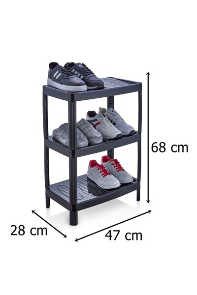 almital mobilya aksesuarları furniture accessories Modern 3-Tier Black Portable Shoe Stand