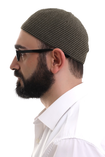 ihvan online Light Brown Winter Dot Patterned Orlon Prayer Skullcap