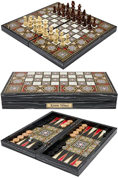 Cooper Chess Kişiye Özel Büyük Boy 50cm Mozaik Kaplama Desenli Premium Ahşap ...