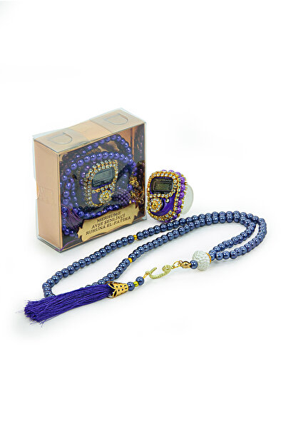 ihvan online İsme Özel Kutulu İnci Tesbihli Taşlı Zikirmatik Mevlüt Hediyesi Mor