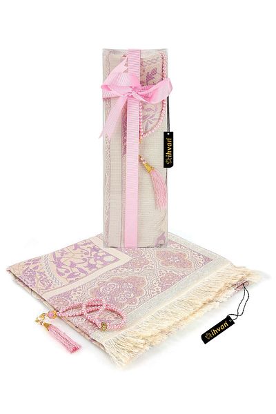İhvan Σετ Χαλιά Προσευχής Ειδικό Κουτί Mevlüt Gift Pink Χρώμα