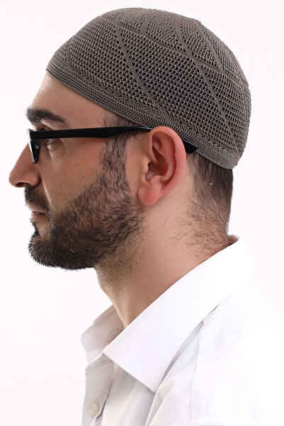 ihvan online Lace Cotton Knitwear Machine Knitted Skullcap Light Brown