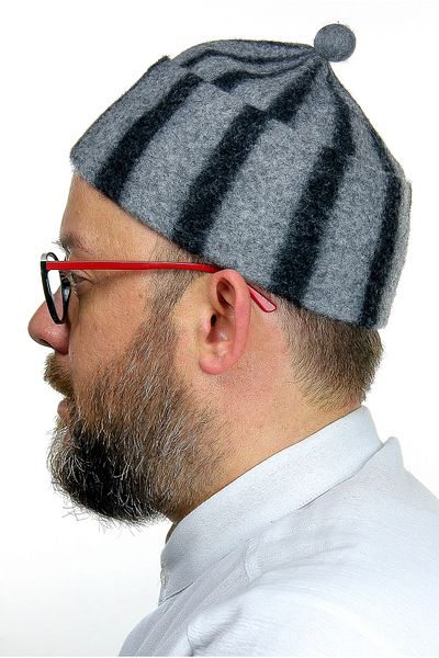ihvanonline Μάλλινο Skullcap - Ριγέ Γκρι Χρώμα