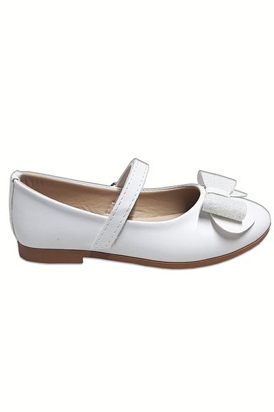 welissa Rochie de seara cu fundita alb cu sclipici si pantofi de balerina de zi cu zi pentru fete