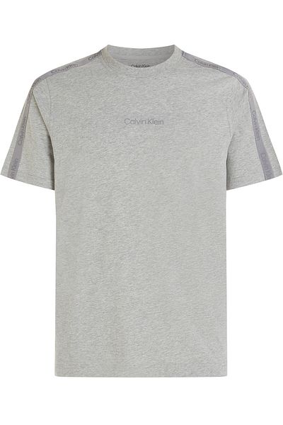 Calvin Klein Men's Gray T-Shirt with Brand Logo on the Sleeve and Chest, Cotton Crew Neck, Moisture Absorbing Fabric 00GM