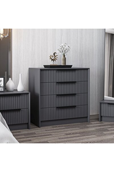 Minar Kale Luxe 4 Çekmeceli Şifonyer - Antrasit