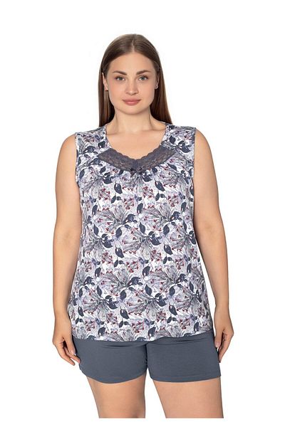 Cotpark 17275 Lacy - Plus Size Black Sleeve Shorts Set